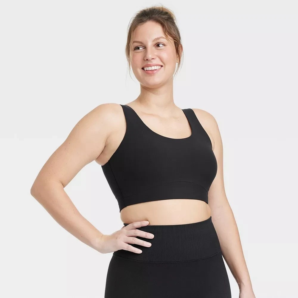 Women's Everyday Soft Medium Support Longline Sports Bra - All In Motion Black L